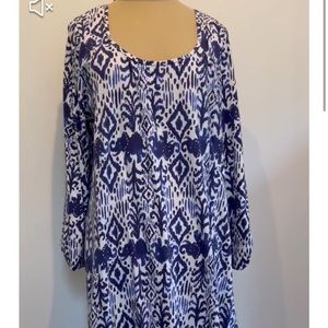 Lilly Pulitzer Navy and White Patterned Midi Dress